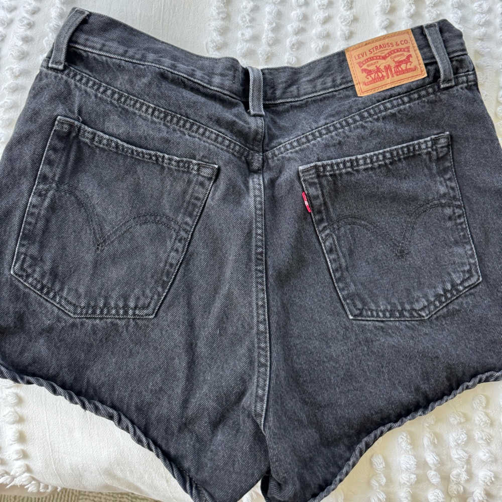 Levi's High Waisted Black Denim Mom Shorts